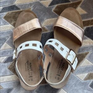 NAOT Two-Tone Rose Gold and White Sandals